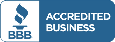 A badge for a Better Business Bureau (BBB) Accredited Business.